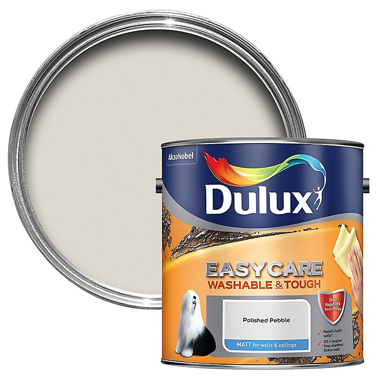 Product image for Dulux Easycare Polished pebble Matt Emulsion paint, 2.5L