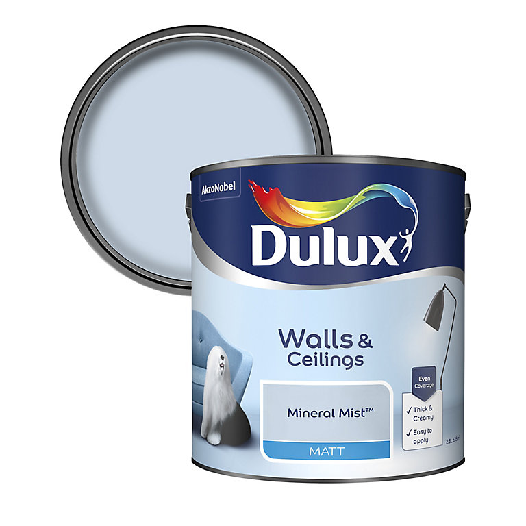Product image for Dulux Walls & ceilings Mineral mist Matt Emulsion paint, 2.5L