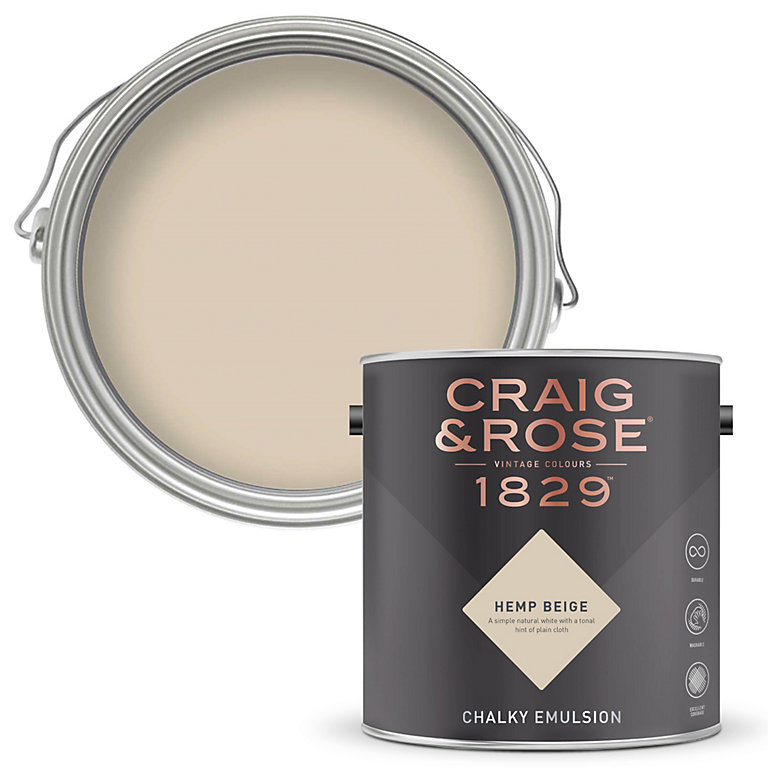 Product image for Craig & Rose 1829 Hemp Beige Chalky Emulsion paint, 2.5L