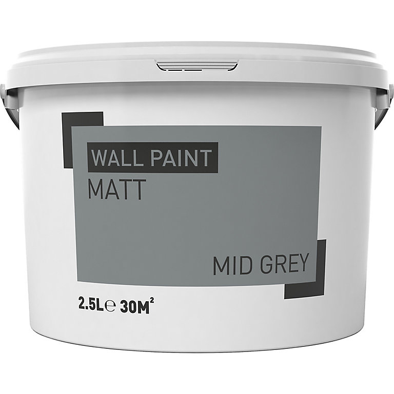 Product image for Mid grey Matt Emulsion paint, 2.5L