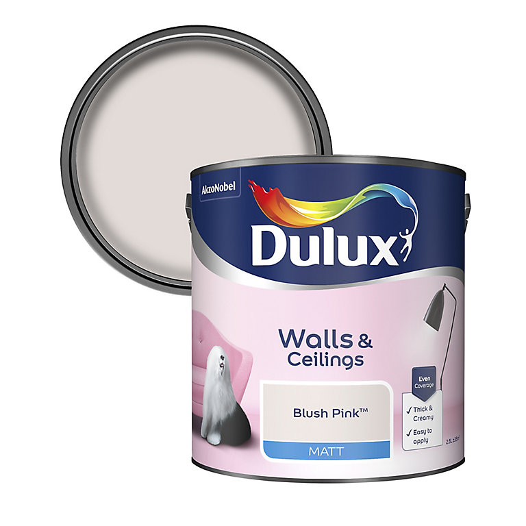 Product image for Dulux Walls & ceilings Blush pink Matt Emulsion paint, 2.5L