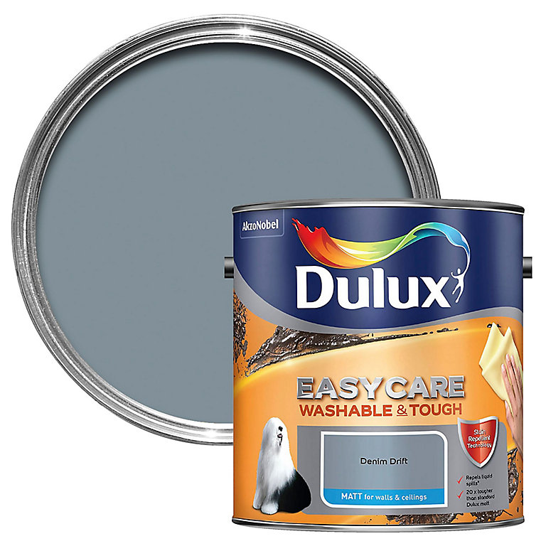 Product image for Dulux Easycare Denim drift Matt Emulsion paint, 2.5L