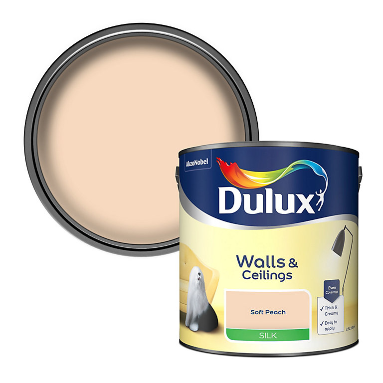 Product image for Dulux Walls & ceilings Soft peach Silk Emulsion paint, 2.5L