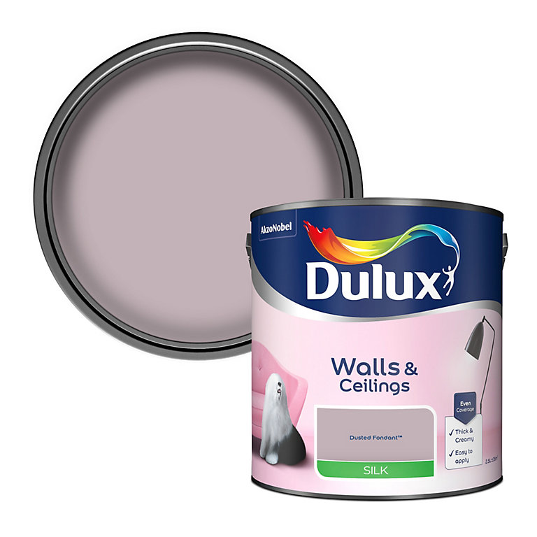 Product image for Dulux Walls & ceilings Dusted fondant Silk Emulsion paint, 2.5L
