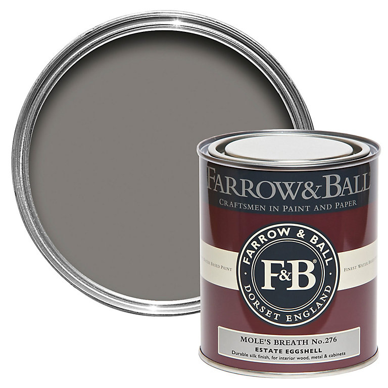 Product image for Farrow & Ball Estate Mole's breath No.276 Eggshell Metal & wood paint, 750ml