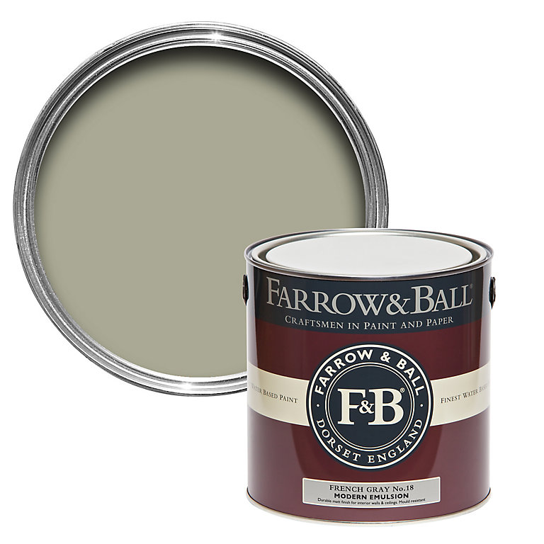 Product image for Farrow & Ball Modern French gray No.18 Matt Emulsion paint, 2.5L