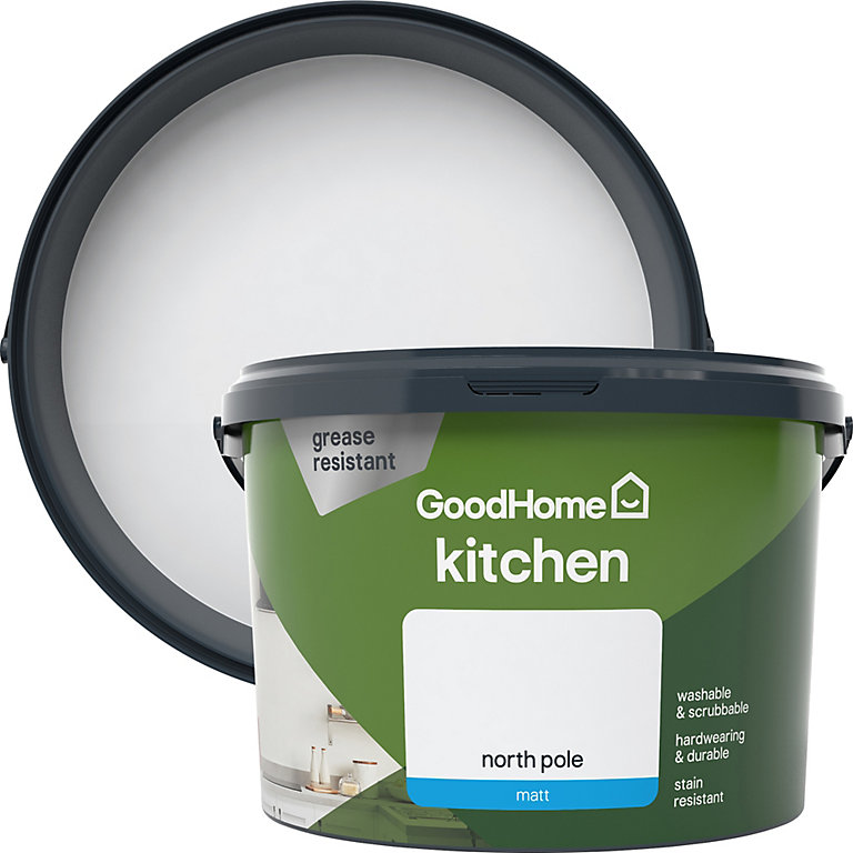 Product image for GoodHome Kitchen North pole Matt Emulsion paint, 2.5L