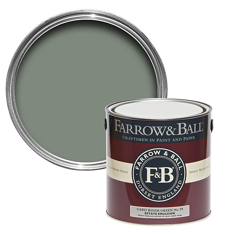 Product image for Farrow & Ball Estate Card room green No.79 Matt Emulsion paint, 2.5L