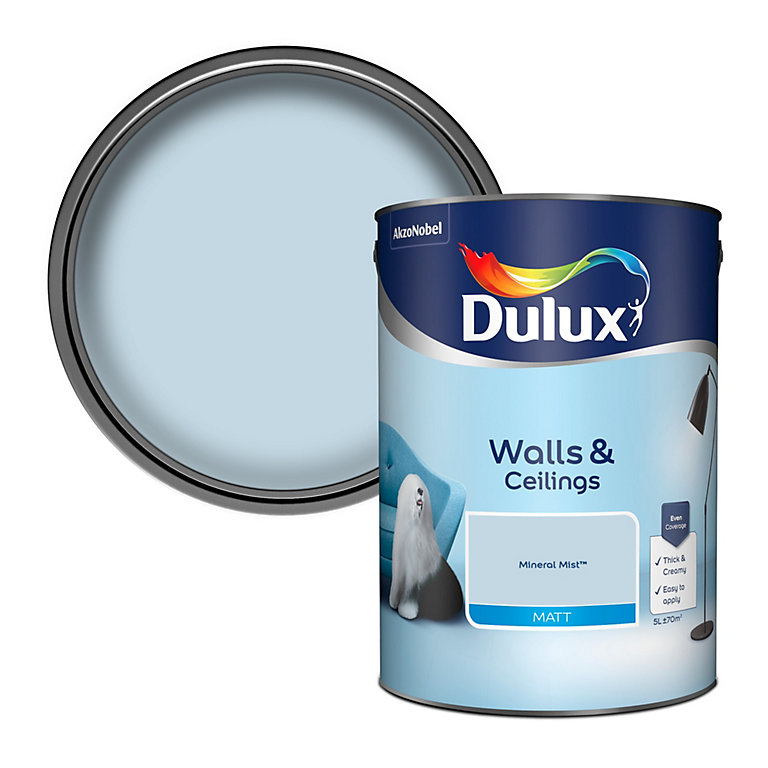 Product image for Dulux Walls & ceilings Mineral mist Matt Emulsion paint, 5L