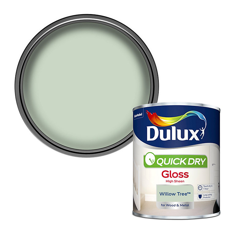 Product image for Dulux Quick dry Willow tree Gloss Metal & wood paint, 750ml