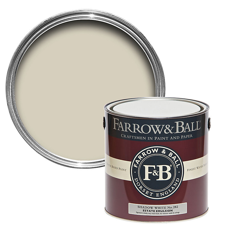 Product image for Farrow & Ball Estate Shadow white No.282 Matt Emulsion paint, 2.5L
