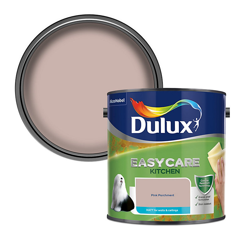 Product image for Dulux Easycare Kitchen Pink Parchment Matt Wall paint, 2.5L