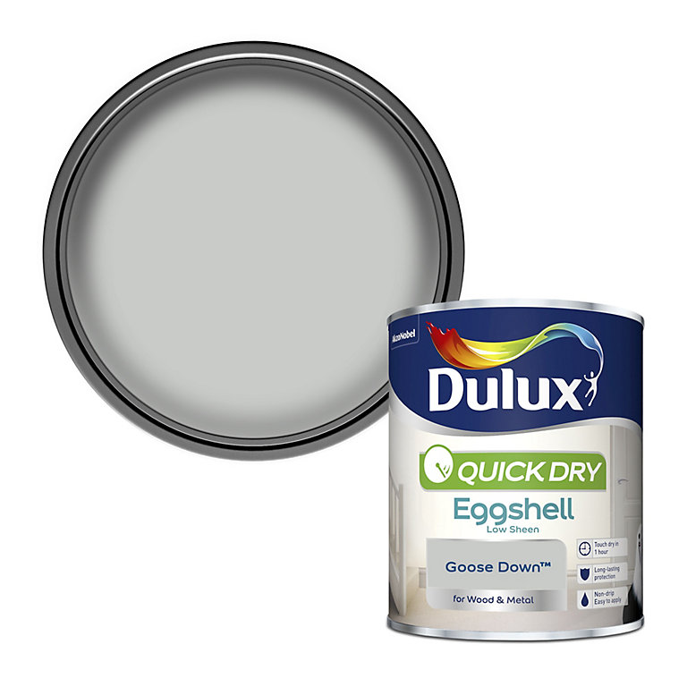 Product image for Dulux Quick dry Goose down Eggshell Metal & wood paint, 750ml