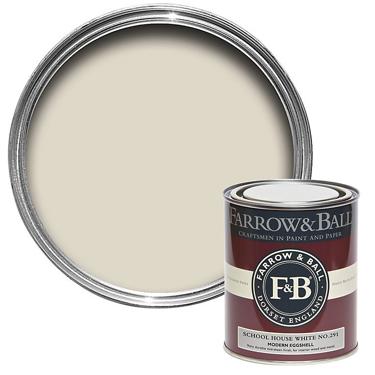 Product image for Farrow & Ball Modern School House White No.291 Eggshell Paint, 750ml