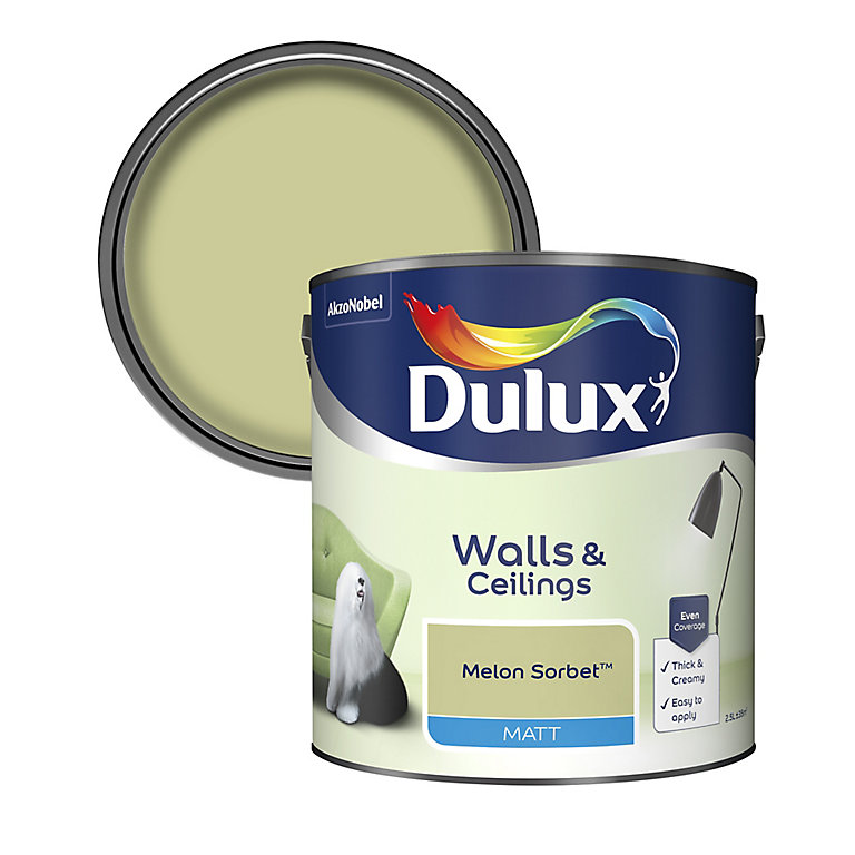 Product image for Dulux Walls & ceilings Melon sorbet Matt Emulsion paint, 2.5L