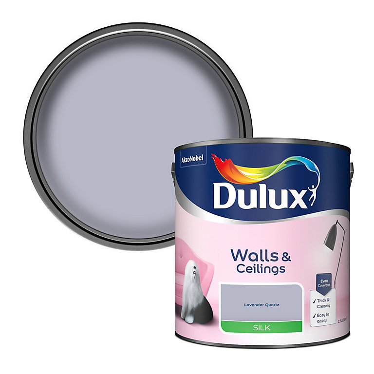 Product image for Dulux Walls & ceilings Lavender quartz Silk Emulsion paint, 2.5L