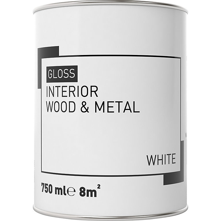 Product image for Interior White Gloss Metal & wood paint, 750ml