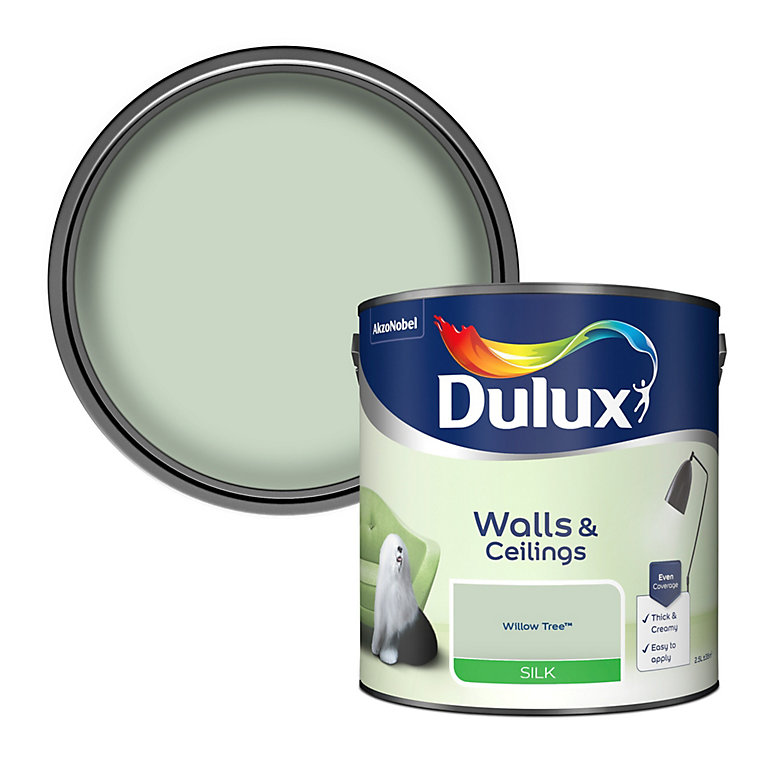 Product image for Dulux Walls & ceilings Willow tree Silk Emulsion paint, 2.5L