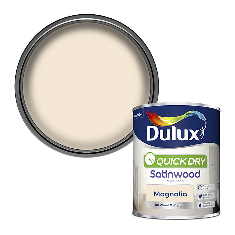 Product image for Dulux Magnolia Satinwood Metal & wood paint, 750ml