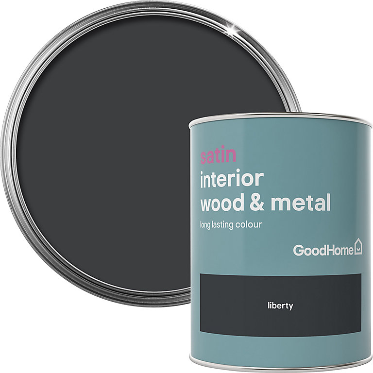 Image of GoodHome Liberty black Satin Metal & wood paint, 750ml