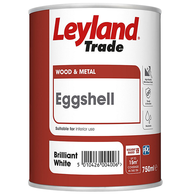 Product image for Leyland Trade Pure brilliant white Eggshell Metal & wood paint, 750ml