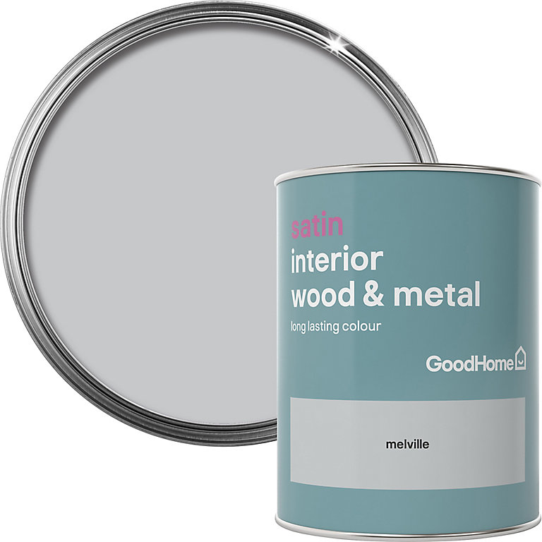 Product image for GoodHome Melville Satin Metal & wood paint, 750ml