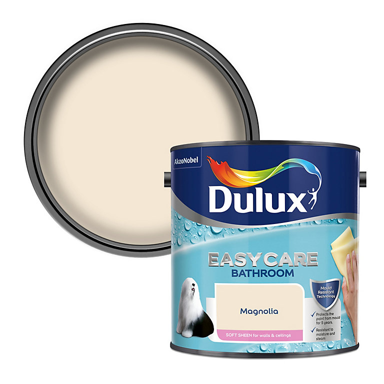 Product image for Dulux Easycare Bathroom Magnolia Soft sheen Emulsion paint, 2.5L
