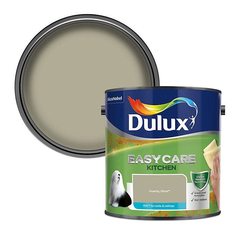 Product image for Dulux Easycare Kitchen Overtly olive Matt Emulsion paint, 2.5L