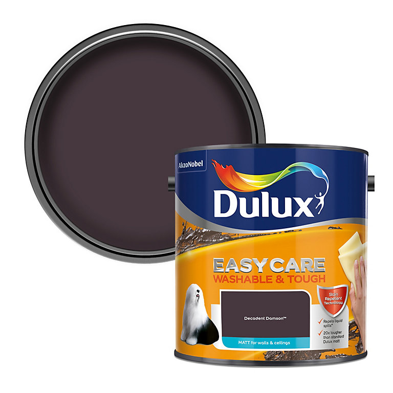Product image for Dulux Easycare Decadent Damson Matt Wall paint, 2.5L