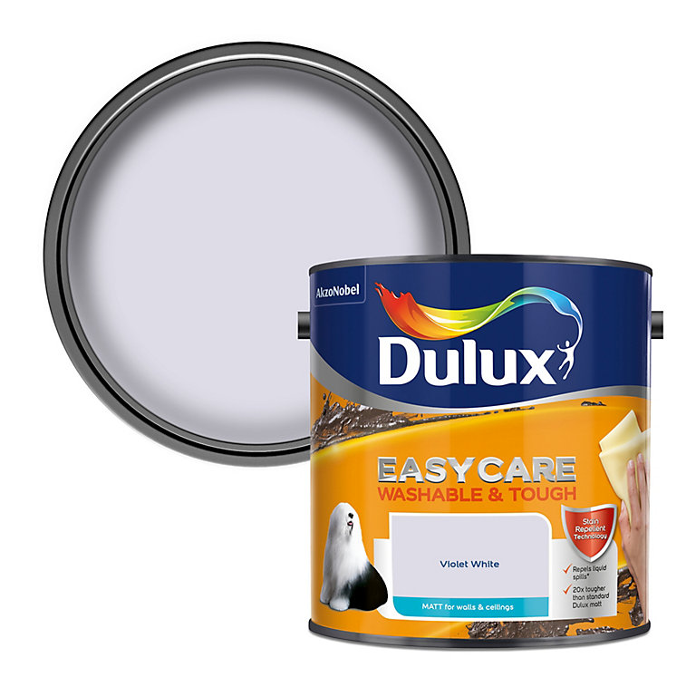 Product image for Dulux Easycare Violet white Matt Emulsion paint, 2.5L