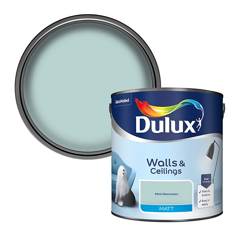 Product image for Dulux Walls & ceilings Mint macaroon Matt Emulsion paint, 2.5L