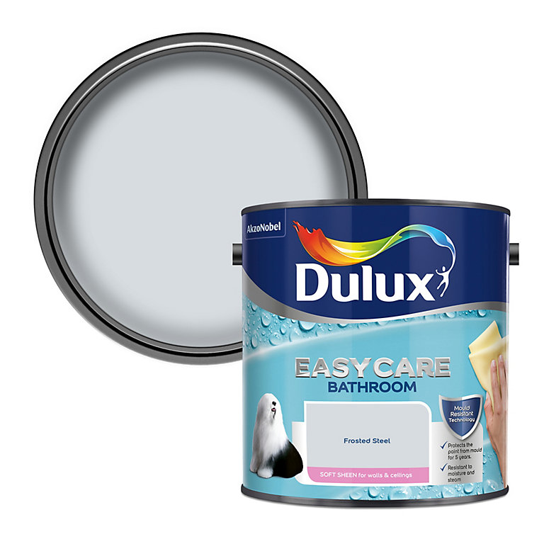 Product image for Dulux Easycare Bathroom Frosted steel Soft sheen Emulsion paint, 2.5L