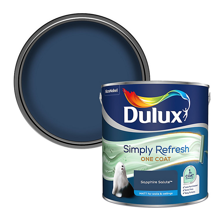 Product image for Dulux One coat Sapphire salute Matt Emulsion paint, 2.5L