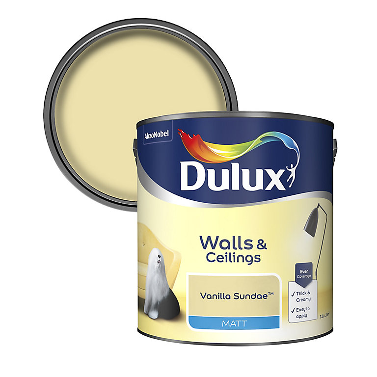 Product image for Dulux Walls & ceilings Vanilla sundae Matt Emulsion paint, 2.5L