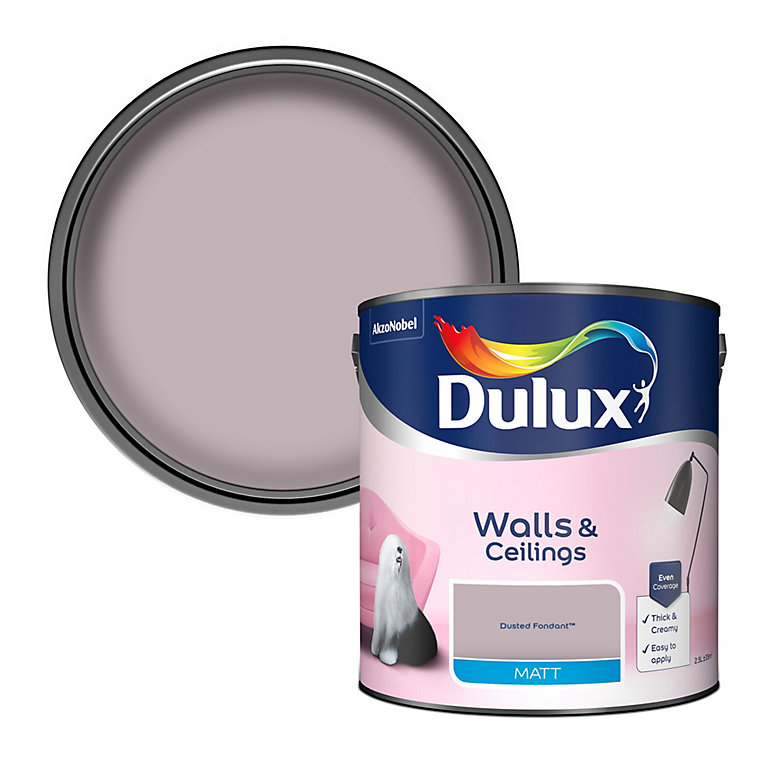 Product image for Dulux Walls & ceilings Dusted fondant Matt Emulsion paint, 2.5L