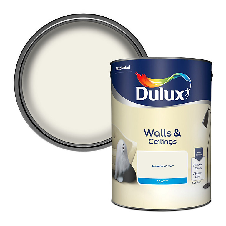 Product image for Dulux Natural hints Jasmine white Matt Emulsion paint, 5L