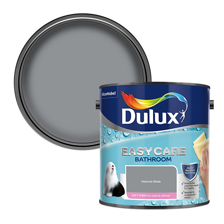 Product image for Dulux Easycare Bathroom Natural Slate Soft sheen Wall paint, 2.5L