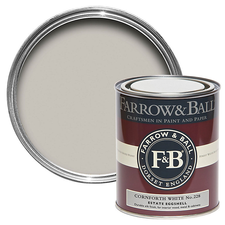 Product image for Farrow & Ball Estate Cornforth white No.228 Eggshell Metal & wood paint, 750ml