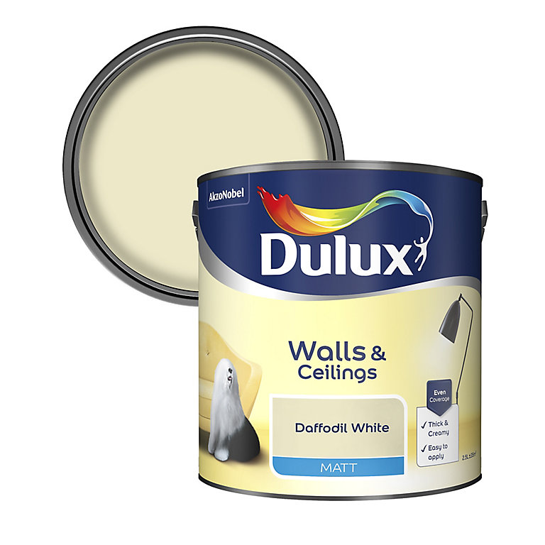 Product image for Dulux Natural hints Daffodil white Matt Emulsion paint, 2.5L