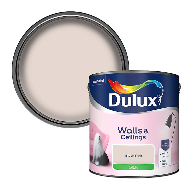 Product image for Dulux Walls & ceilings Blush pink Silk Emulsion paint, 2.5L