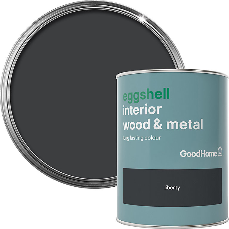 Product image for GoodHome Liberty black Eggshell Metal & wood paint, 750ml