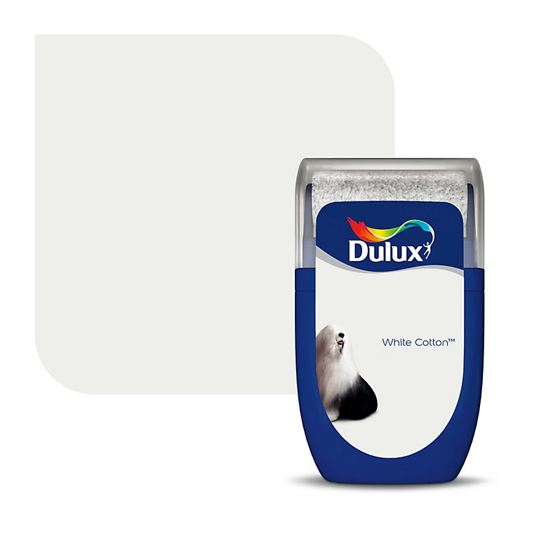 Product image for Dulux Standard White cotton Matt Emulsion paint, 30ml Tester pot