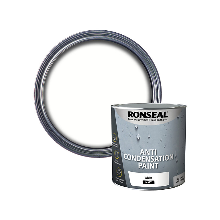Product image for Ronseal Anti Condensation White Matt Damp seal paint, 2.5L