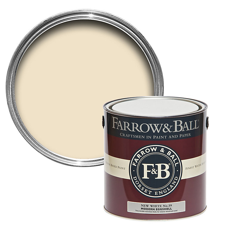 Product image for Farrow & Ball Modern New White No.59 Eggshell Paint, 2.5L