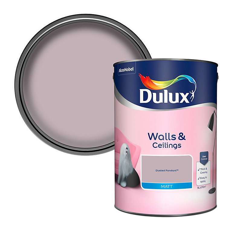 Product image for Dulux Walls & ceilings Dusted fondant Matt Emulsion paint, 5L