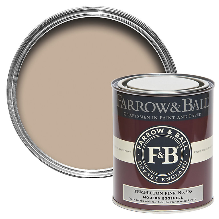 Product image for Farrow & Ball Modern Templeton Pink No.303 Eggshell Paint, 750ml
