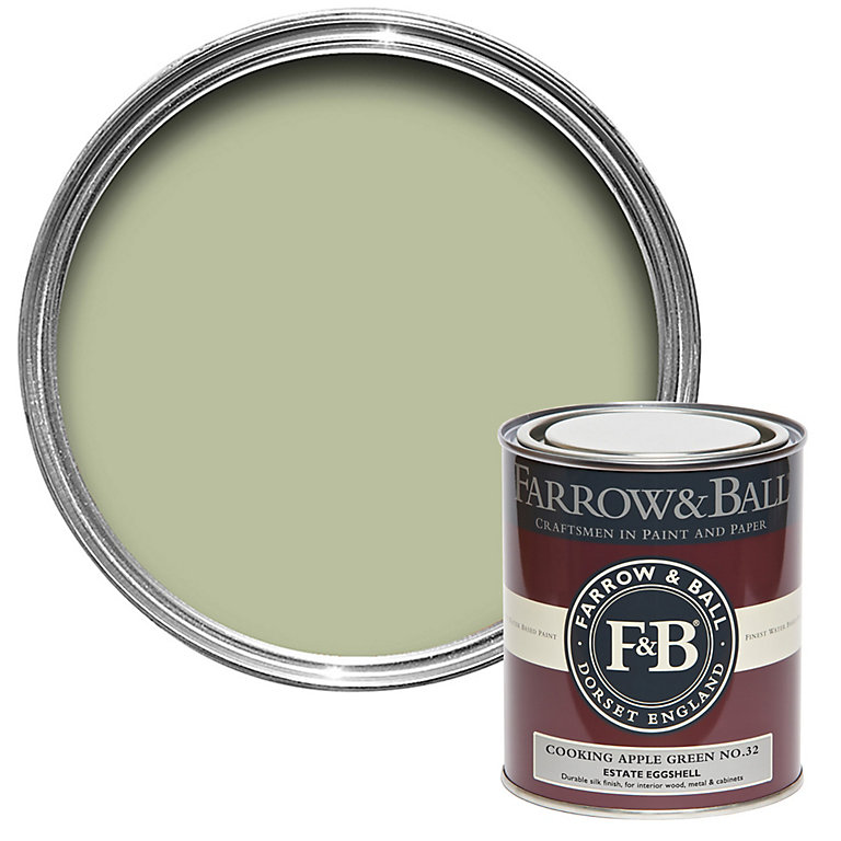Product image for Farrow & Ball Estate Cooking Apple Green No.32 Eggshell Paint, 750ml