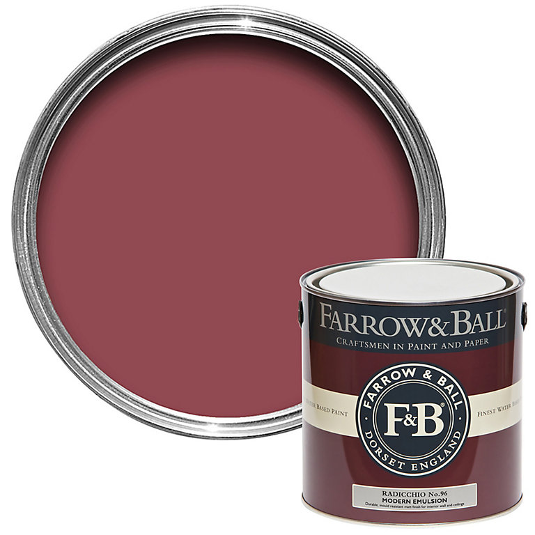 Product image for Farrow & Ball Modern Radicchio No.96 Matt Emulsion paint, 2.5L