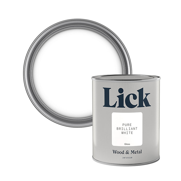 Product image for Lick Pure Brilliant White Gloss Metal & wood paint, 750ml
