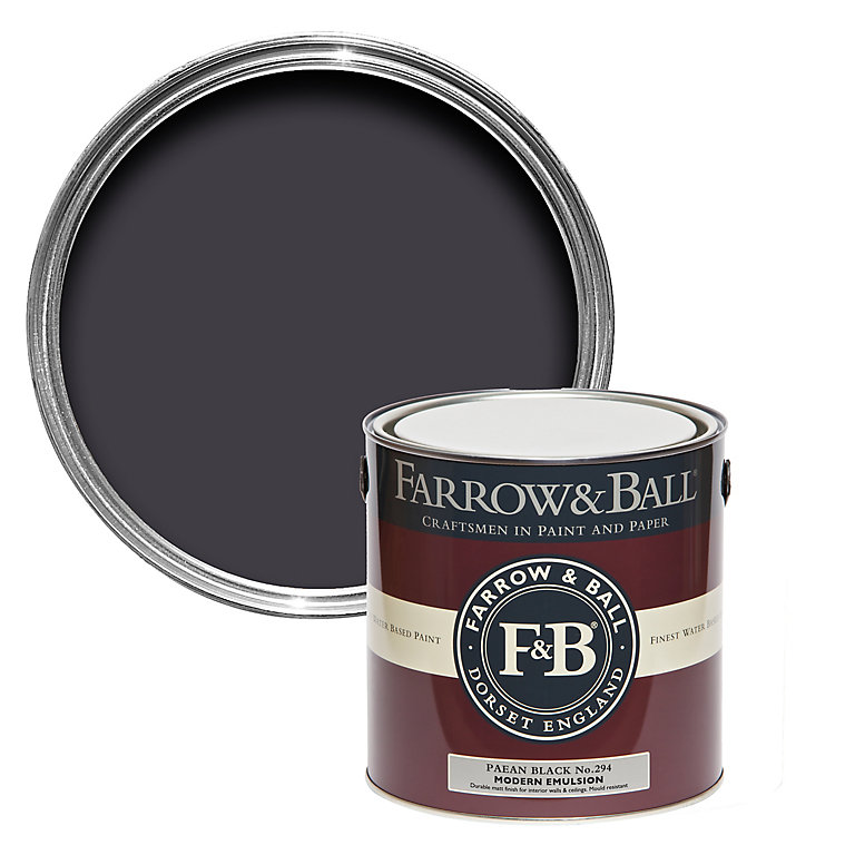 Product image for Farrow & Ball Modern Paean black No.294 Matt Emulsion paint, 2.5L